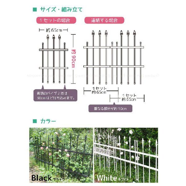 フェンスセット H90 幅65cm×高さ90cm ホワイト