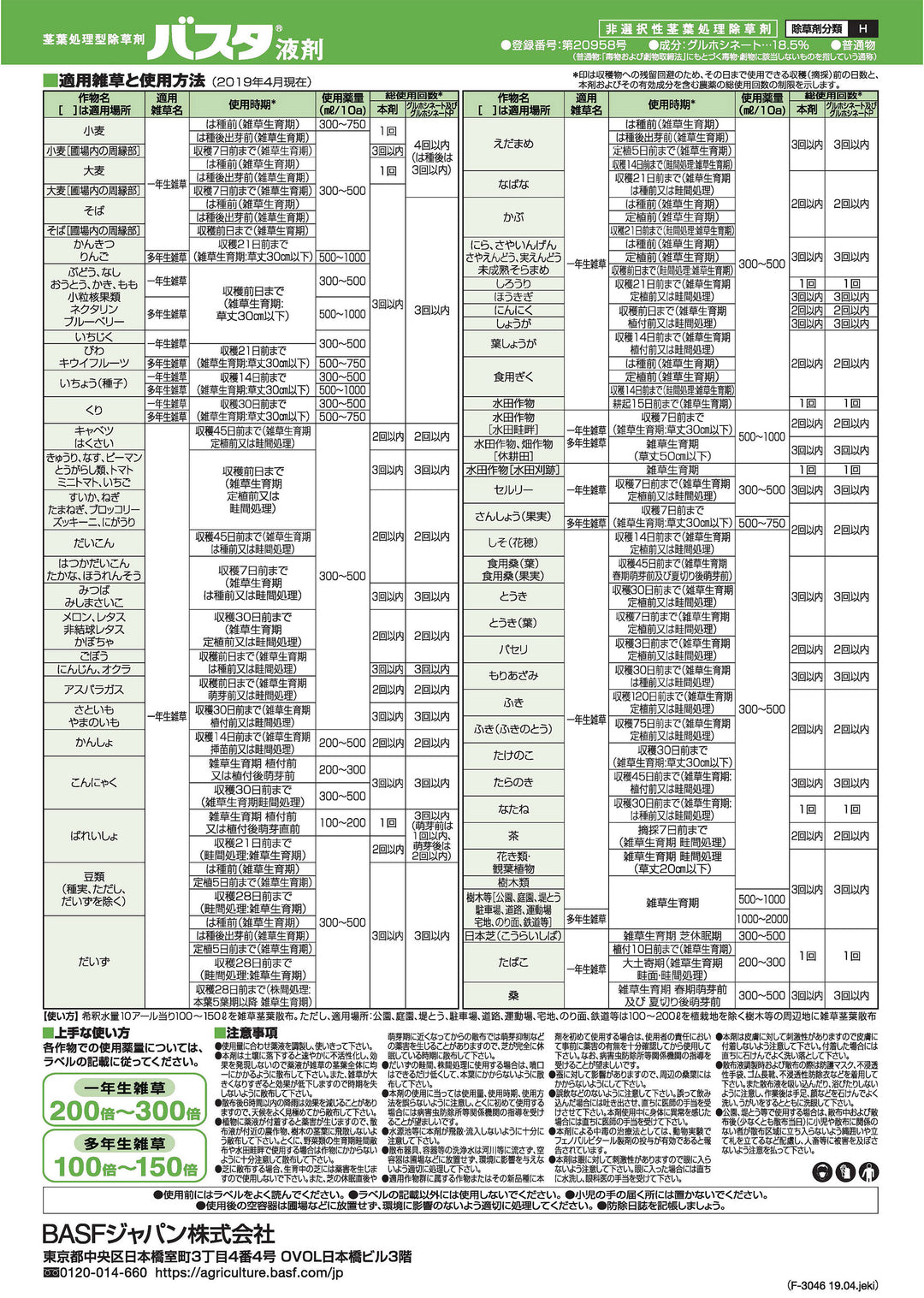 ＢＡＳＦ バスタ液剤 5L