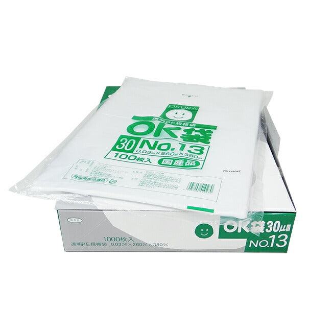 OKURA 透明PE規格袋 OK袋 0.03mm No.13 100枚入 – マルトヨ